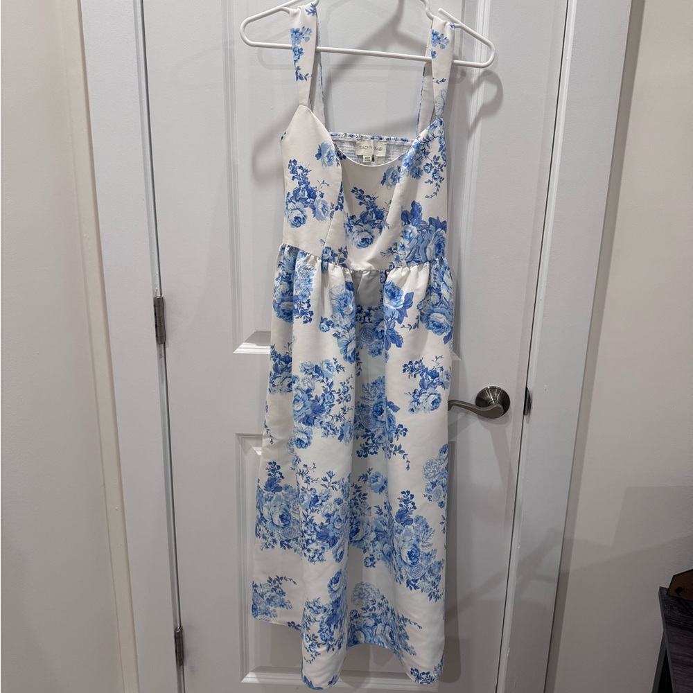 Anthropologie Floral Blue and White Dress